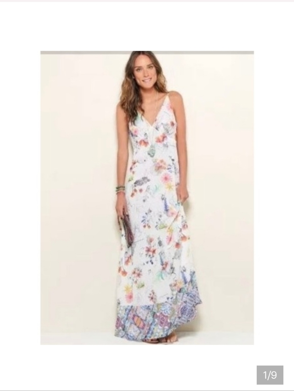 FARM Rio White Floral V-Neck Maxi Dress